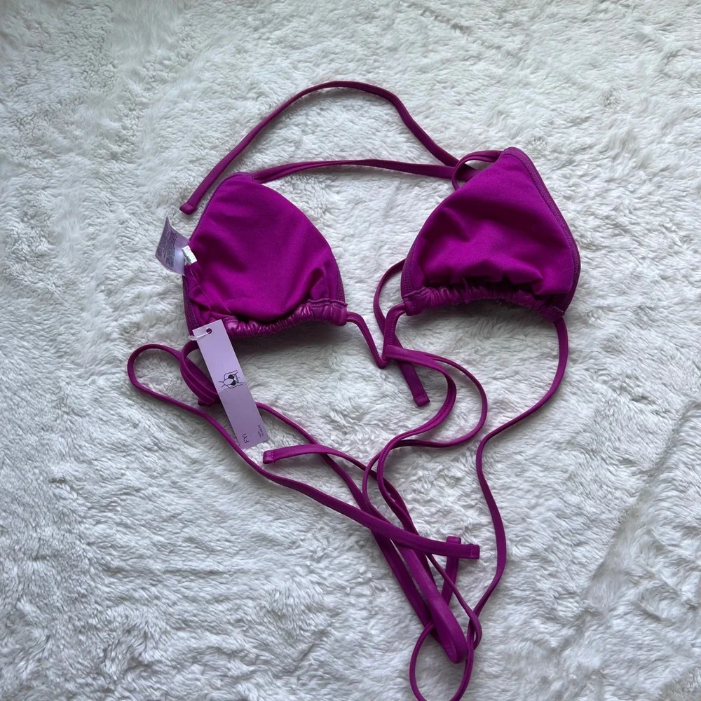 Wild Fable Magenta Purple Triangle Bikini Top XS New Halter Swim 238174283 NWT